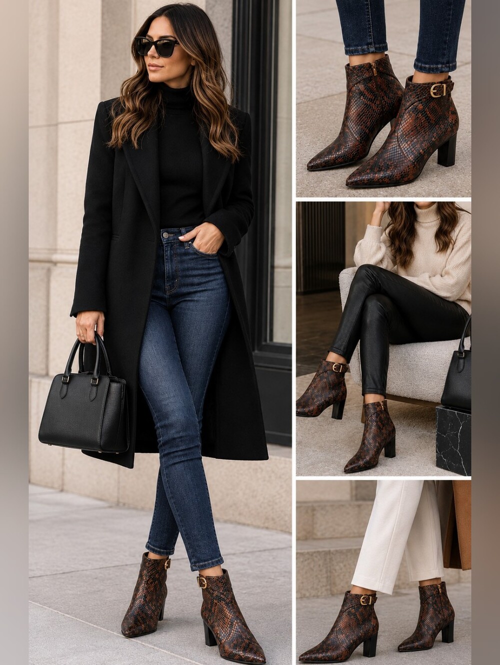 Joie Rawly Snakeskin-Embossed Leather Ankle Boots